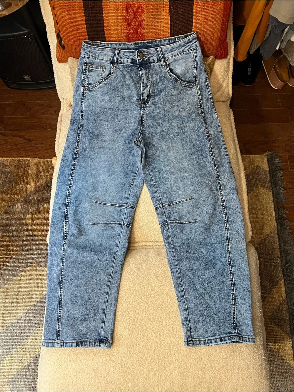 ADGN Acid Wash High Rise Tapered Jeans L NWOT